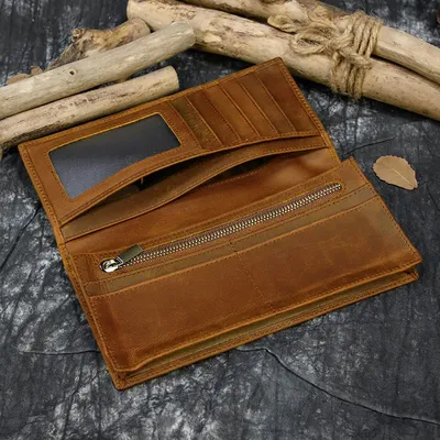 GENUINE LEATHER BIFOLD LONG WALLET 8031Br