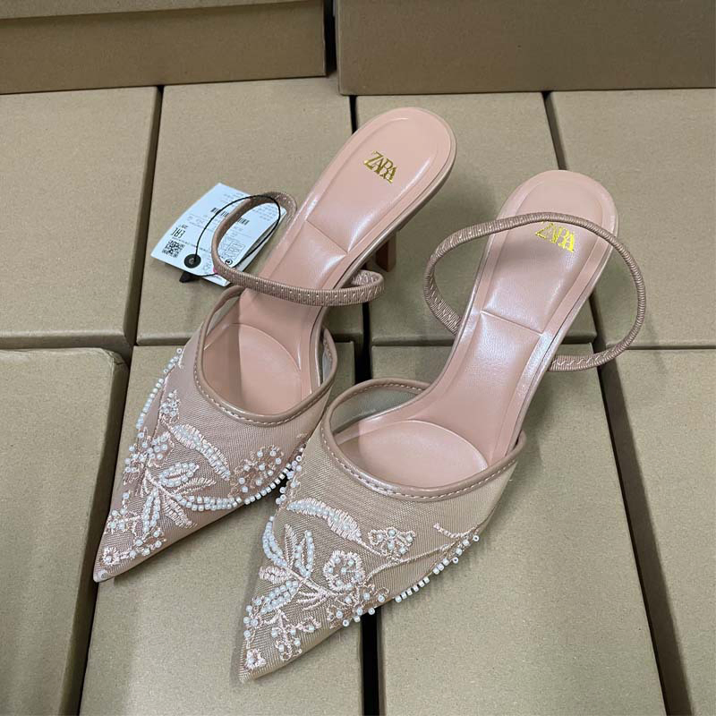 POINTED-TOE MESH EMBROIDERED HIGH-HEELED 0545AP