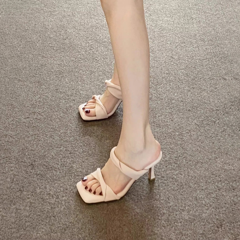 SUMMER NEW STYLE SQUARE TOE SANDALS 0123NUDE