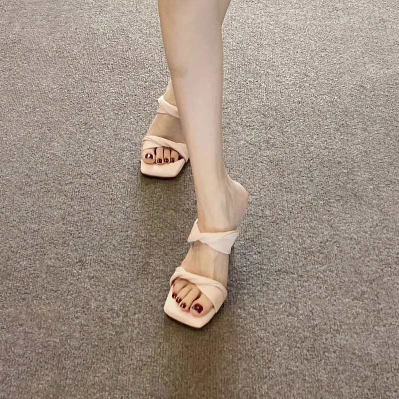 SUMMER NEW STYLE SQUARE TOE SANDALS 0123NUDE