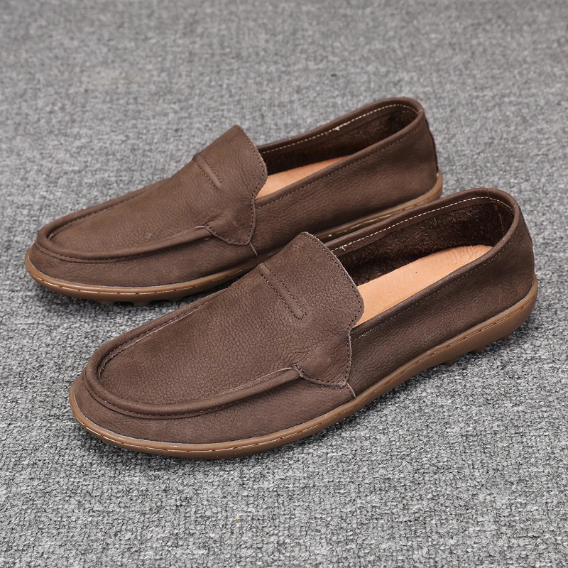 BREATHABLE SLIP-ON SOFT-SOLED LEATHER SHOES GB-2355