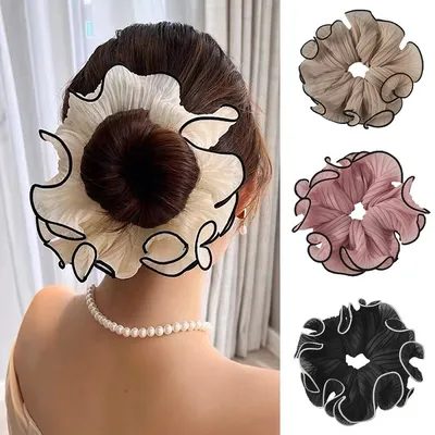 Elastic Mesh Chiffon Scrunchies Ponytail Hair Tie (2 pc)