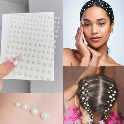 Self Adhesive Hair Face Pearls Stickers (1 Pata )