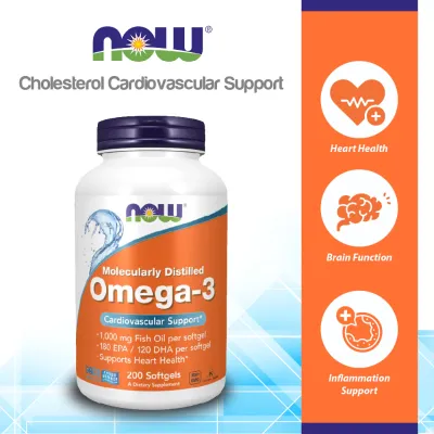 Now Foods Molecularly Distilled Omega-3 Fish Oil Cardiovascular Support 200 Softgels	