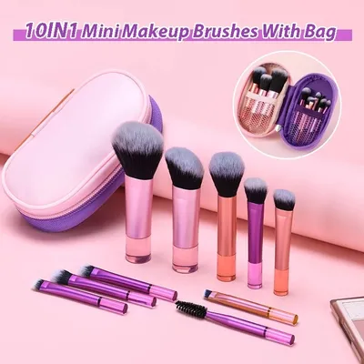 10 In 1 Mini Makeup Brush Sets With Bag