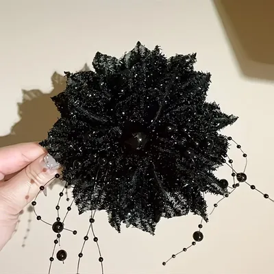 Peony Flower Tassel Sequin Hair Clip