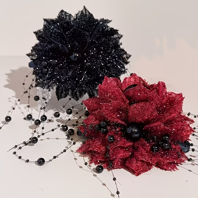 Peony Flower Tassel Sequin Hair Clip