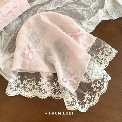 Lace Bow Retro Triangular Scarf Bandana