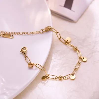 Stainless Steel Chain Small Round Charm Bracelet