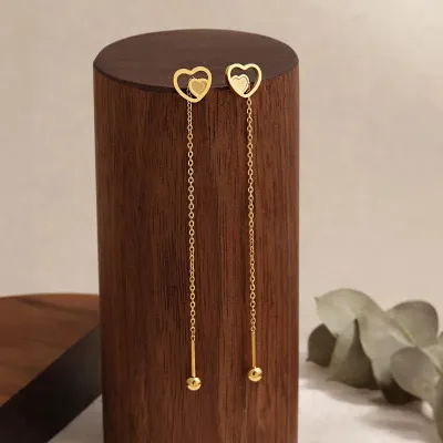 Double Heart Shaped Tassel Earrings