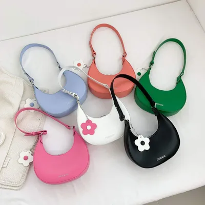 Half-Moon Flower Pendant Shoulder Bag