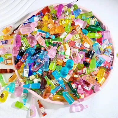 10 Pcs Mini Resin Juice Water Bottle 