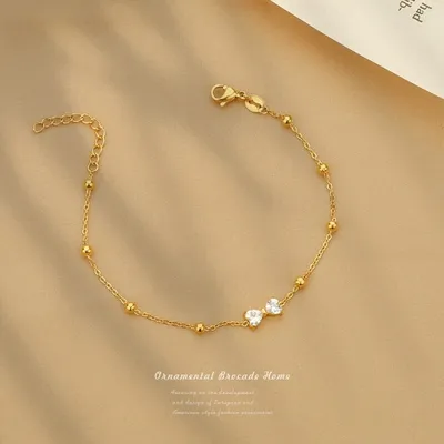  Stainless Steel Bow Shiny Zircon Bracelet 