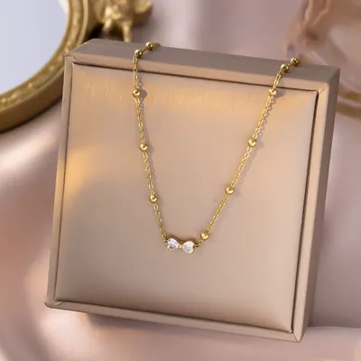 Stainless Steel Bow Rhinestone necklace