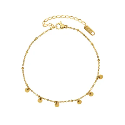 Gold Plated Coin Tassel Ball Anklet 