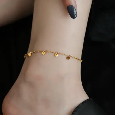 Gold Plated Coin Tassel Ball Anklet 