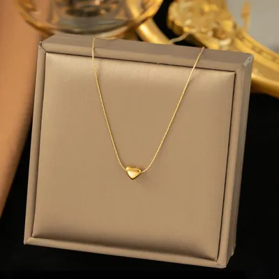 Gold Plated Zircon Heart-Shaped Necklace 
