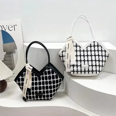 Large Capacity Plaid Shoulder Tote Bag 