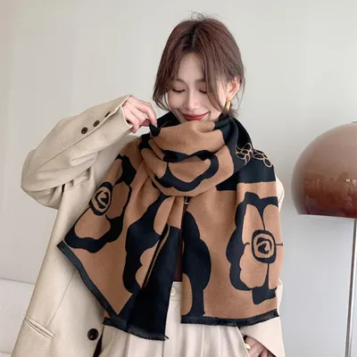 Flower Pattern Warm Winter Shawl 