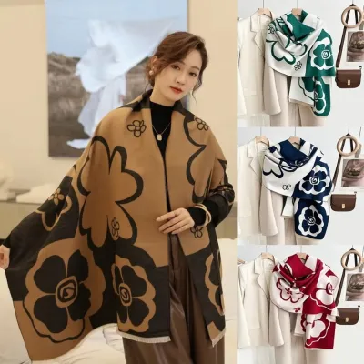 Flower Pattern Warm Winter Shawl 