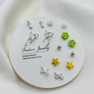 7 Pairs Yellow Star Stud Earring Set (1 Pata) 