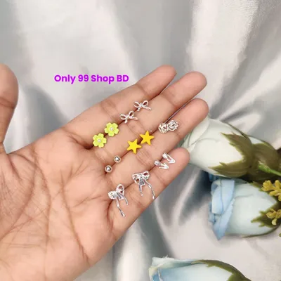 7 Pairs Yellow Star Stud Earring Set (1 Pata) 