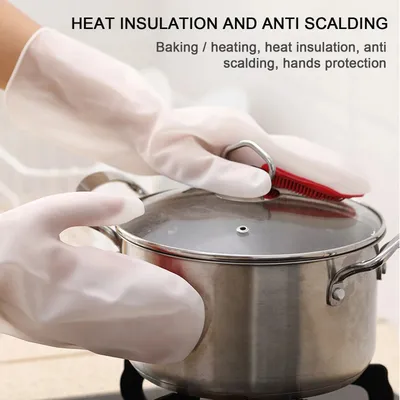 Magic Silicone Rubber Dish Washing Gloves (1 Pair)