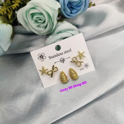 3 Pairs Starfish Stud Earring Sets (1 Pata)