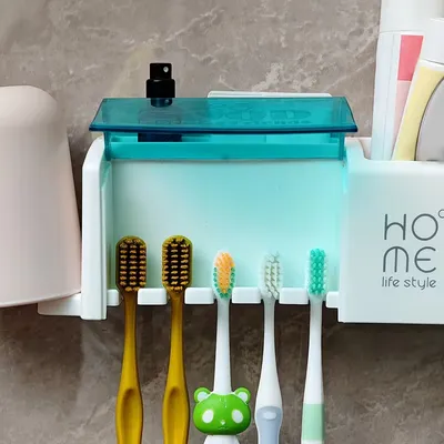 HOME Wall-Mounted Toothbrush Holder With Lid