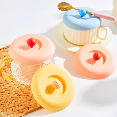 Silicone Cup Lids with Spoon Holders (1 Pc)