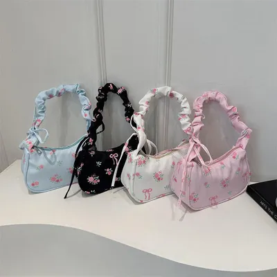 Floral Bow Print Shoulder Bag
