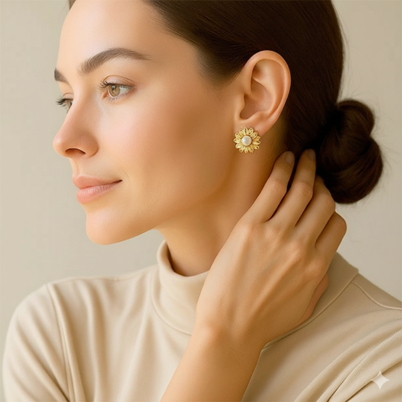 Sunflower Flower Stud Earring