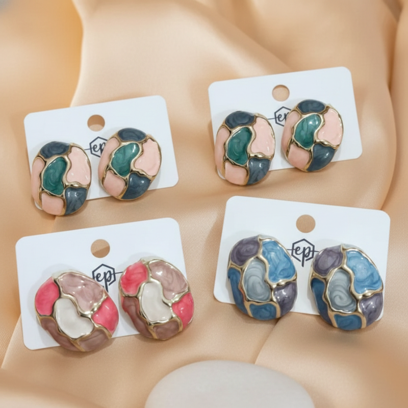 Multicolored Veined Stud Earrings