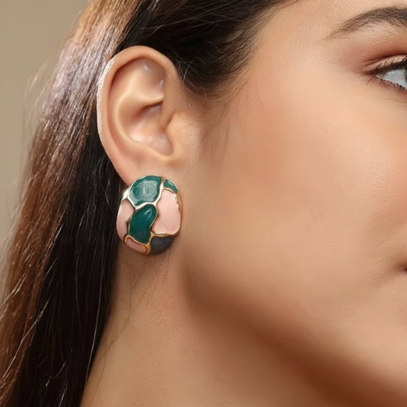 Multicolored Veined Stud Earrings