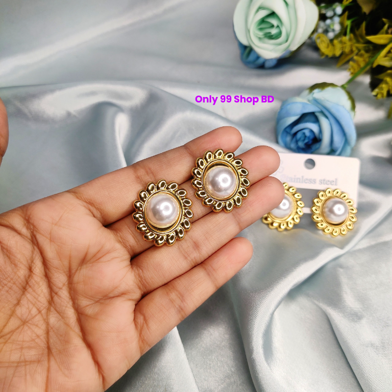 Faux Pearl Stud Earrings 