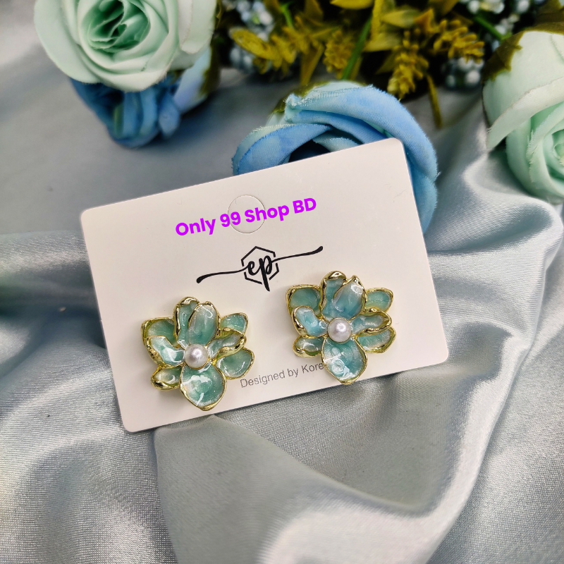 Korean-style Floral Pearl Earrings