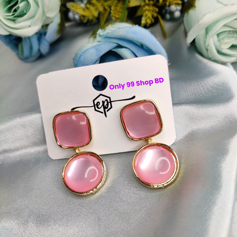 Geometric Square & Round Drop Earrings