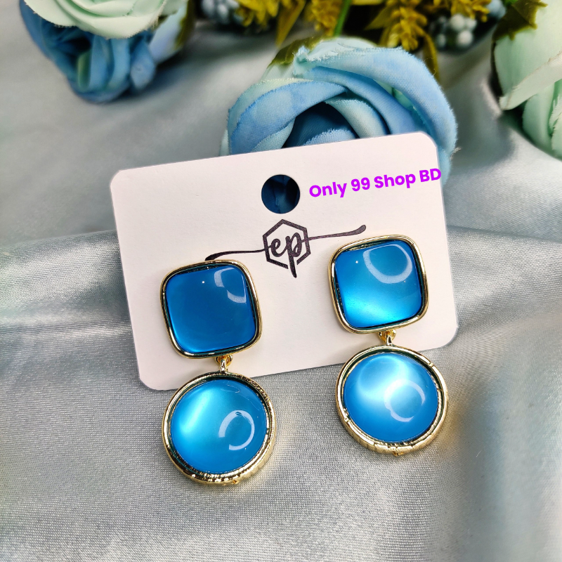 Geometric Square & Round Drop Earrings