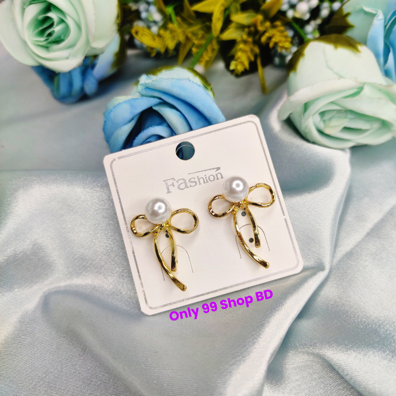  Fashion Bow & Pearl Stud Earrings