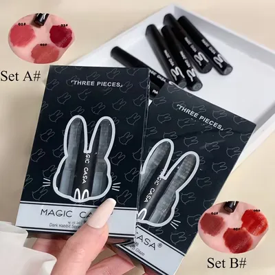 3 Pcs Dark Rabbit Lip Glaze Set 