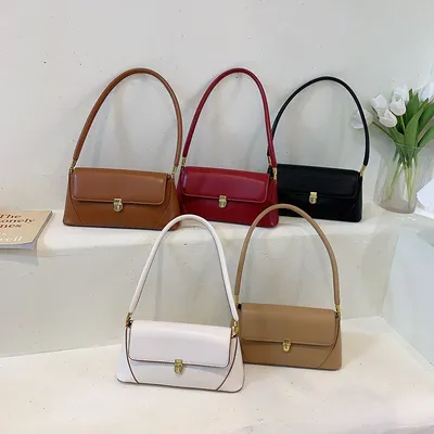 French Vintage PU Leather Shoulder Bag