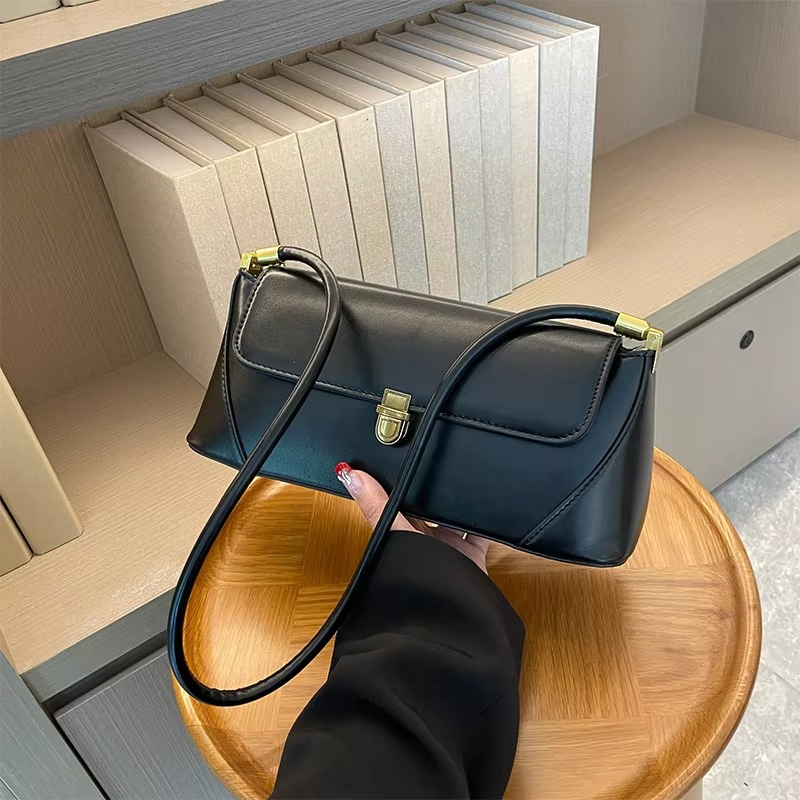 French Vintage PU Leather Shoulder Bag