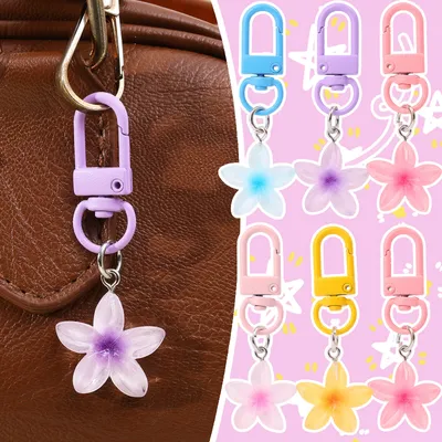3 Pcs Sweet Colorful Jelly Flower Keychain