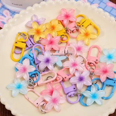 3 Pcs Sweet Colorful Jelly Flower Keychain