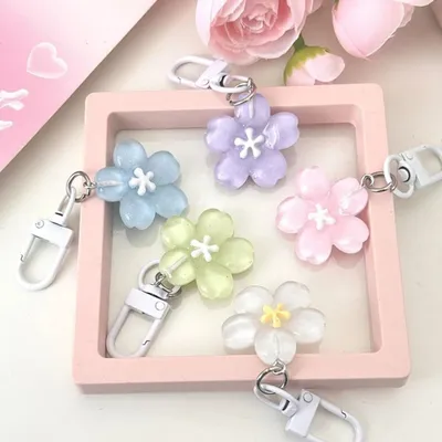 3 Pcs Colorful Cherry Blossom Keychain
