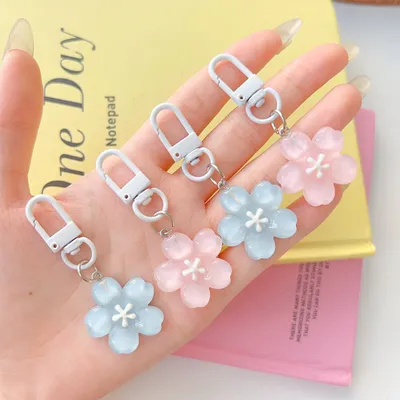 3 Pcs Colorful Cherry Blossom Keychain