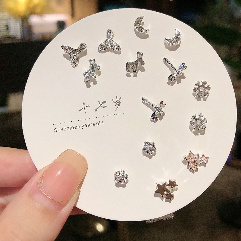 7 Pairs Dragonflies Stud Earring Set(1 Set)