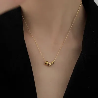 18k Gold Snake Chain Ball Necklace 