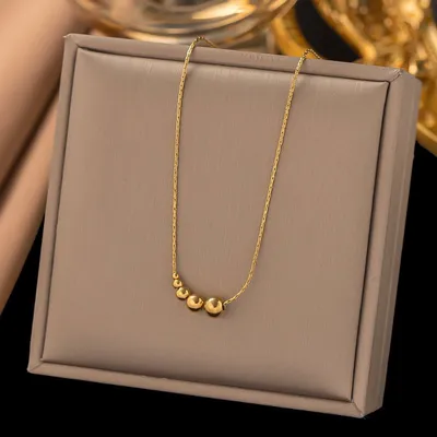 18k Gold Snake Chain Ball Necklace 