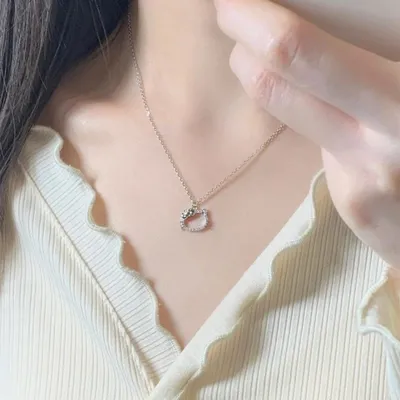 Crystal Kitty Cat Pendant Necklace